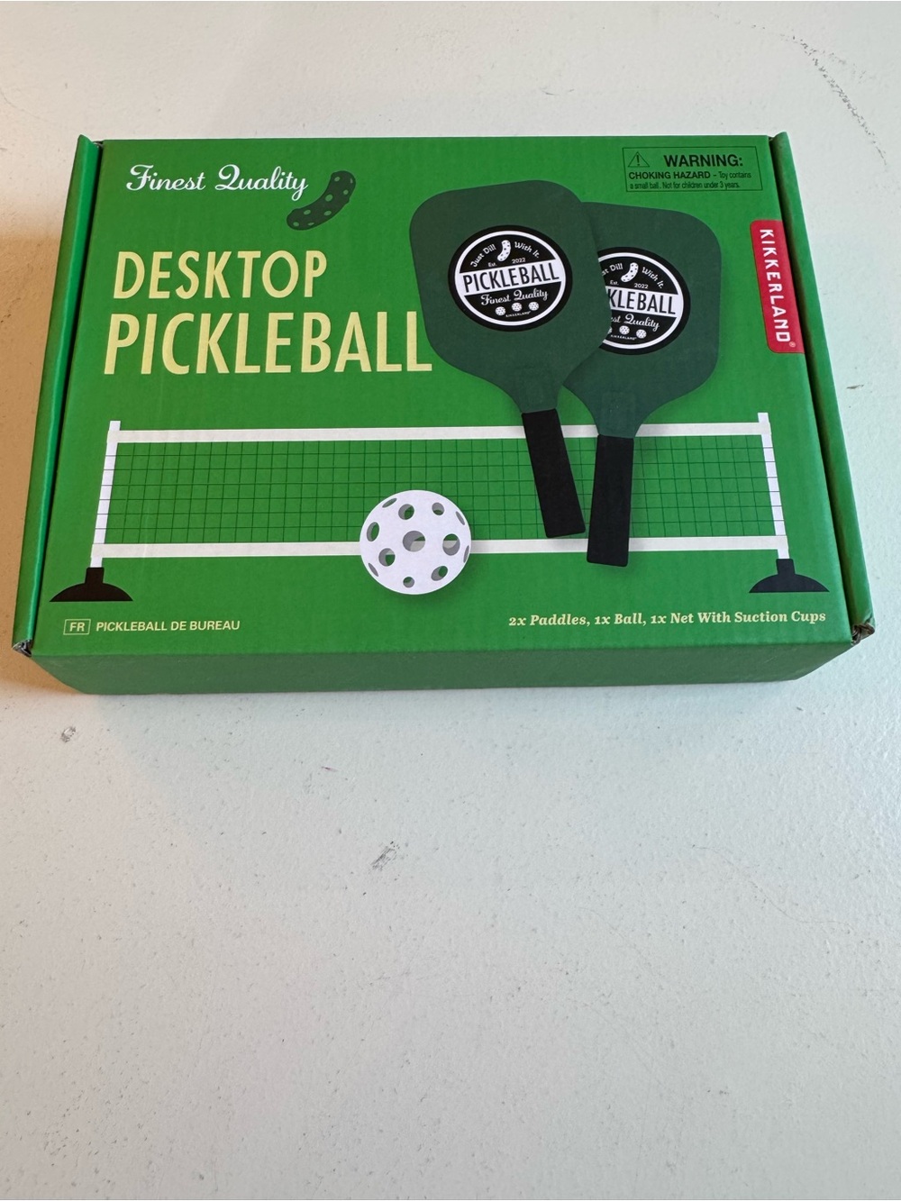 Kikkerland Desktop Pickleball Set - Green and White